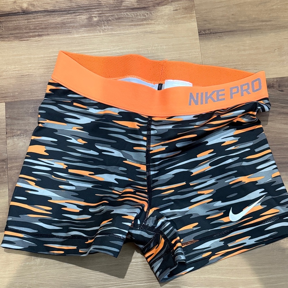 Nike Pro Camouflage Orange and Black Shorts